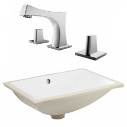 American Imaginations AI-23092 20.75-in. W CSA Rectangle Undermount Sink Set In White - Chrome Hardware With 3H8-in. CUPC Faucet