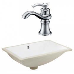American Imaginations AI-23093 20.75-in. W CSA Rectangle Undermount Sink Set In White - Chrome Hardware With 1 Hole CUPC Faucet