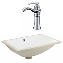 American Imaginations AI-23094 20.75-in. W CSA Rectangle Undermount Sink Set In White - Chrome Hardware With Deck Mount CUPC Faucet