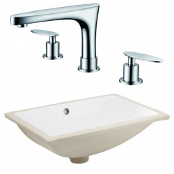 American Imaginations AI-23097 20.75-in. W CSA Rectangle Undermount Sink Set In White - Chrome Hardware With 3H8-in. CUPC Faucet