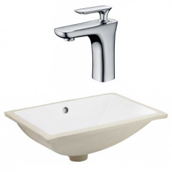 American Imaginations AI-23098 20.75-in. W CSA Rectangle Undermount Sink Set In White - Chrome Hardware With 1 Hole CUPC Faucet