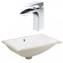 American Imaginations AI-23099 20.75-in. W CSA Rectangle Undermount Sink Set In White - Chrome Hardware With 1 Hole CUPC Faucet