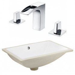 American Imaginations AI-23100 20.75-in. W CSA Rectangle Undermount Sink Set In White - Chrome Hardware With 3H8-in. CUPC Faucet