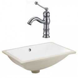 American Imaginations AI-23103 20.75-in. W CSA Rectangle Undermount Sink Set In White - Chrome Hardware With 1 Hole CUPC Faucet