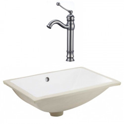 American Imaginations AI-23104 20.75-in. W CSA Rectangle Undermount Sink Set In White - Chrome Hardware With Deck Mount CUPC Faucet