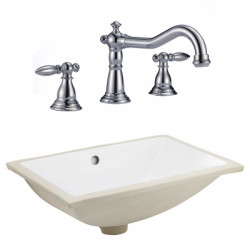 American Imaginations AI-23105 20.75-in. W CSA Rectangle Undermount Sink Set In White - Chrome Hardware With 3H8-in. CUPC Faucet