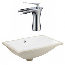 American Imaginations AI-23107 20.75-in. W CSA Rectangle Undermount Sink Set In White - Chrome Hardware With 1 Hole CUPC Faucet