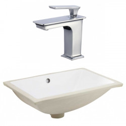 American Imaginations AI-23109 20.75-in. W CSA Rectangle Undermount Sink Set In White - Chrome Hardware With 1 Hole CUPC Faucet