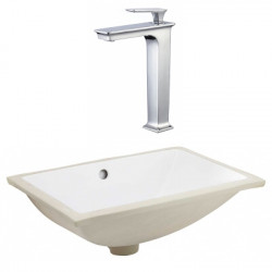 American Imaginations AI-23110 20.75-in. W CSA Rectangle Undermount Sink Set In White - Chrome Hardware With Deck Mount CUPC Faucet