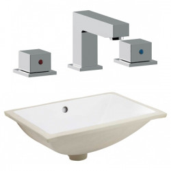 American Imaginations AI-23111 20.75-in. W CSA Rectangle Undermount Sink Set In White - Chrome Hardware With 3H8-in. CUPC Faucet