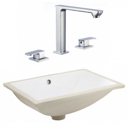 American Imaginations AI-23112 20.75-in. W CSA Rectangle Undermount Sink Set In White - Chrome Hardware With 3H8-in. CUPC Faucet