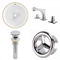 American Imaginations AI-25915 16.5-in. W CUPC Round Undermount Sink Set In White - Chrome Hardware With 3H8-in. CUPC Faucet - Overflow Drain Incl.