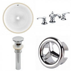 American Imaginations AI-25917 16.5-in. W CUPC Round Undermount Sink Set In White - Chrome Hardware With 3H8-in. CUPC Faucet - Overflow Drain Incl.