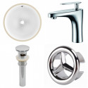 American Imaginations AI-25918 16.5-in. W CUPC Round Undermount Sink Set In White - Chrome Hardware With 1 Hole CUPC Faucet - Overflow Drain Incl.