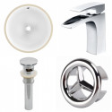 American Imaginations AI-25921 16.5-in. W CUPC Round Undermount Sink Set In White - Chrome Hardware With 1 Hole CUPC Faucet - Overflow Drain Incl.