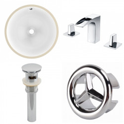 American Imaginations AI-25922 16.5-in. W CUPC Round Undermount Sink Set In White - Chrome Hardware With 3H8-in. CUPC Faucet - Overflow Drain Incl.