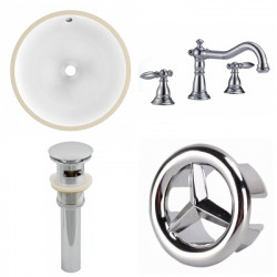 American Imaginations AI-25924 16.5-in. W CUPC Round Undermount Sink Set In White - Chrome Hardware With 3H8-in. CUPC Faucet - Overflow Drain Incl.