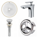 American Imaginations AI-25956 15.25-in. W CUPC Round Undermount Sink Set In White - Chrome Hardware With 1 Hole CUPC Faucet - Overflow Drain Incl.