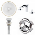 American Imaginations AI-25958 15.25-in. W CUPC Round Undermount Sink Set In White - Chrome Hardware With 3H8-in. CUPC Faucet - Overflow Drain Incl.