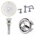 American Imaginations AI-25960 15.25-in. W CUPC Round Undermount Sink Set In White - Chrome Hardware With 3H8-in. CUPC Faucet - Overflow Drain Incl.