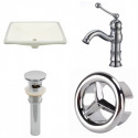 American Imaginations AI-25983 18.25-in. W CUPC Rectangle Undermount Sink Set In Biscuit - Chrome Hardware With 1 Hole CUPC Faucet - Overflow Drain Incl.