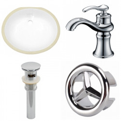 American Imaginations AI-25988 19.5-in. W CUPC Oval Undermount Sink Set In White - Chrome Hardware With 1 Hole CUPC Faucet - Overflow Drain Incl.