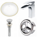 American Imaginations AI-25993 19.5-in. W CUPC Oval Undermount Sink Set In White - Chrome Hardware With 1 Hole CUPC Faucet - Overflow Drain Incl.
