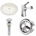 American Imaginations AI-25998 19.5-in. W CUPC Oval Undermount Sink Set In Biscuit - Chrome Hardware With 1 Hole CUPC Faucet - Overflow Drain Incl.