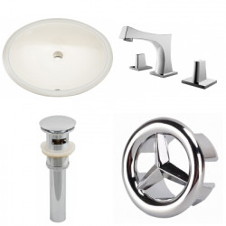 American Imaginations AI-25999 19.5-in. W CUPC Oval Undermount Sink Set In Biscuit - Chrome Hardware With 3H8-in. CUPC Faucet - Overflow Drain Incl.