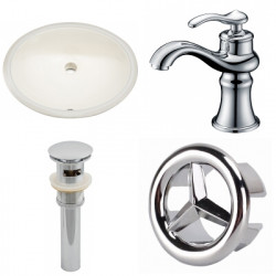 American Imaginations AI-26000 19.5-in. W CUPC Oval Undermount Sink Set In Biscuit - Chrome Hardware With 1 Hole CUPC Faucet - Overflow Drain Incl.