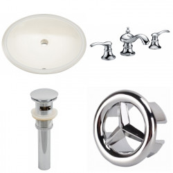 American Imaginations AI-26001 19.5-in. W CUPC Oval Undermount Sink Set In Biscuit - Chrome Hardware With 3H8-in. CUPC Faucet - Overflow Drain Incl.
