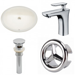 American Imaginations AI-26004 19.5-in. W CUPC Oval Undermount Sink Set In Biscuit - Chrome Hardware With 1 Hole CUPC Faucet - Overflow Drain Incl.