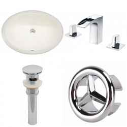 American Imaginations AI-26006 19.5-in. W CUPC Oval Undermount Sink Set In Biscuit - Chrome Hardware With 3H8-in. CUPC Faucet - Overflow Drain Incl.