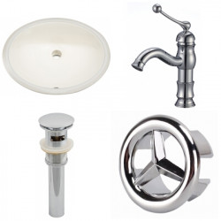 American Imaginations AI-26007 19.5-in. W CUPC Oval Undermount Sink Set In Biscuit - Chrome Hardware With 1 Hole CUPC Faucet - Overflow Drain Incl.