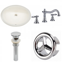 American Imaginations AI-26008 19.5-in. W CUPC Oval Undermount Sink Set In Biscuit - Chrome Hardware With 3H8-in. CUPC Faucet - Overflow Drain Incl.