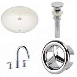 American Imaginations AI-26009 19.5-in. W CUPC Oval Undermount Sink Set In Biscuit - Chrome Hardware With 3H8-in. CUPC Faucet - Overflow Drain Incl.