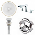 American Imaginations AI-26015 15.75-in. W CUPC Round Undermount Sink Set In White - Chrome Hardware With 3H8-in. CUPC Faucet - Overflow Drain Incl.