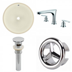 American Imaginations AI-26027 15.5-in. W CUPC Round Undermount Sink Set In Biscuit - Chrome Hardware With 3H8-in. CUPC Faucet - Overflow Drain Incl.