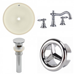 American Imaginations AI-26032 15.5-in. W CUPC Round Undermount Sink Set In Biscuit - Chrome Hardware With 3H8-in. CUPC Faucet - Overflow Drain Incl.