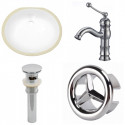 American Imaginations AI-26043 19.5-in. W CUPC Oval Undermount Sink Set In White - Chrome Hardware With 1 Hole CUPC Faucet - Overflow Drain Incl.