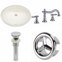American Imaginations AI-26056 19.75-in. W CUPC Oval Undermount Sink Set In Biscuit - Chrome Hardware With 3H8-in. CUPC Faucet - Overflow Drain Incl.