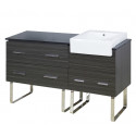 American Imaginations AI-19636 57.75-in. W 18-in. D Modern Plywood-Melamine Vanity Base Set Only In Dawn Grey