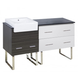 American Imaginations AI-19639 57.75-in. W 18-in. D Modern Plywood-Melamine Vanity Base Set Only In White-Dawn Grey