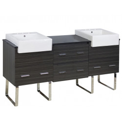 American Imaginations AI-19642 68.75-in. W 18-in. D Modern Plywood-Melamine Vanity Base Set Only In Dawn Grey
