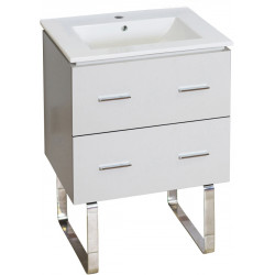 American Imaginations AI-18607 23.75-in. W Floor Mount White Vanity Set For 1 Hole Drilling