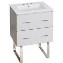 American Imaginations AI-18608 23.75-in. W Floor Mount White Vanity Set For 3H8-in. Drilling