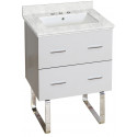 American Imaginations AI-18612 23.75-in. W Floor Mount White Vanity Set For 3H8-in. Drilling Bianca Carara Top White UM Sink