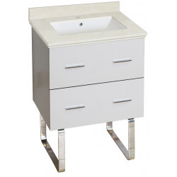 American Imaginations AI-18616 23.75-in. W Floor Mount White Vanity Set For 1 Hole Drilling White UM Sink