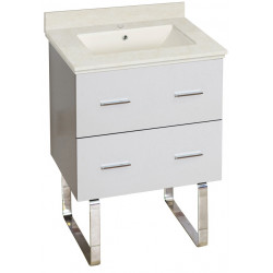 American Imaginations AI-18617 23.75-in. W Floor Mount White Vanity Set For 1 Hole Drilling Biscuit UM Sink
