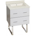 American Imaginations AI-18617 23.75-in. W Floor Mount White Vanity Set For 1 Hole Drilling Biscuit UM Sink